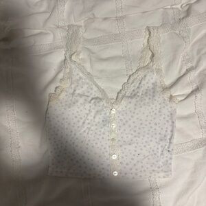 PacSun Me to We Lace Cami — White/Blue Floral (Size S)